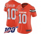 Women's Cleveland Browns #10 Taywan Taylor Orange Alternate Vapor Untouchable Limited Player 100th Season Football Jersey