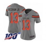Women's Cleveland Browns #13 Odell Beckham Jr. 100th Season Limited Gray Inverted Legend Football Jersey