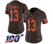 Women's Cleveland Browns #13 Odell Beckham Jr. Limited 100th Season Brown Rush Vapor Untouchable Football Jersey