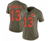 Women's Cleveland Browns #13 Odell Beckham Jr. Limited Olive 2017 Salute to Service Football Jersey