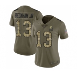 Women's Cleveland Browns #13 Odell Beckham Jr. Limited Olive Camo 2017 Salute to Service Football Jersey