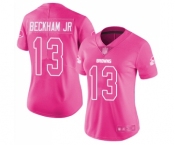 Women's Cleveland Browns #13 Odell Beckham Jr. Limited Pink Rush Fashion Football Jersey