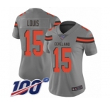 Women's Cleveland Browns #15 Ricardo Louis Limited Gray Inverted Legend 100th Season Football Jersey