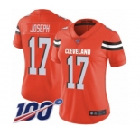 Women's Cleveland Browns #17 Greg Joseph Orange Alternate Vapor Untouchable Limited Player 100th Season Football Jersey