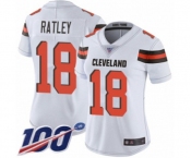 Women's Cleveland Browns #18 Damion Ratley White Vapor Untouchable Limited Player 100th Season Football Jersey