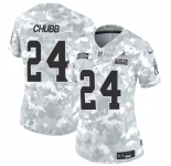 Women's Cleveland Browns #24 Nick Chubb 2024 F.U.S.E Arctic Camo Salute To Service Limited Stitched Jersey