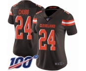 Women's Cleveland Browns #24 Nick Chubb Brown Team Color Vapor Untouchable Limited Player 100th Season Football Jersey