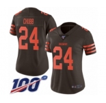 Women's Cleveland Browns #24 Nick Chubb Limited Brown Rush Vapor Untouchable 100th Season Football Jersey