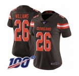 Women's Cleveland Browns #26 Greedy Williams Brown Team Color Vapor Untouchable Limited Player 100th Season Football Jersey