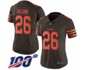 Women's Cleveland Browns #26 Greedy Williams Limited Brown Rush Vapor Untouchable 100th Season Football Jersey
