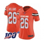 Women's Cleveland Browns #26 Greedy Williams Orange Alternate Vapor Untouchable Limited Player 100th Season Football Jersey