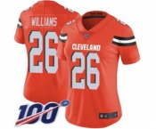 Women's Cleveland Browns #26 Greedy Williams Orange Alternate Vapor Untouchable Limited Player 100th Season Football Jersey