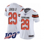 Women's Cleveland Browns #29 Duke Johnson White Vapor Untouchable Limited Player 100th Season Football Jersey