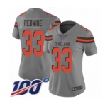 Women's Cleveland Browns #33 Sheldrick Redwine Limited Gray Inverted Legend 100th Season Football Jersey