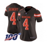 Women's Cleveland Browns #4 Austin Seibert Brown Team Color Vapor Untouchable Limited Player 100th Season Football Jersey
