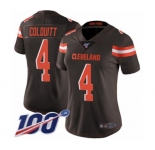 Women's Cleveland Browns #4 Britton Colquitt Brown Team Color Vapor Untouchable Limited Player 100th Season Football Jersey