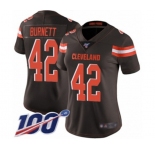 Women's Cleveland Browns #42 Morgan Burnett Brown Team Color Vapor Untouchable Limited Player 100th Season Football Jersey