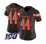 Women's Cleveland Browns #44 Sione Takitaki Brown Team Color Vapor Untouchable Limited Player 100th Season Football Jersey