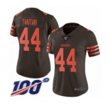 Women's Cleveland Browns #44 Sione Takitaki Limited Brown Rush Vapor Untouchable 100th Season Football Jersey