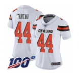 Women's Cleveland Browns #44 Sione Takitaki White Vapor Untouchable Limited Player 100th Season Football Jersey