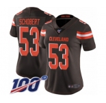 Women's Cleveland Browns #53 Joe Schobert Brown Team Color Vapor Untouchable Limited Player 100th Season Football Jersey
