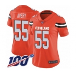 Women's Cleveland Browns #55 Genard Avery Orange Alternate Vapor Untouchable Limited Player 100th Season Football Jersey