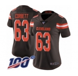 Women's Cleveland Browns #63 Austin Corbett Brown Team Color Vapor Untouchable Limited Player 100th Season Football Jersey