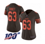 Women's Cleveland Browns #63 Austin Corbett Limited Brown Rush Vapor Untouchable 100th Season Football Jersey
