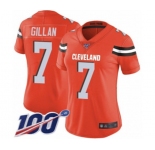 Women's Cleveland Browns #7 Jamie Gillan Orange Alternate Vapor Untouchable Limited Player 100th Season Football Jersey