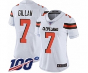 Women's Cleveland Browns #7 Jamie Gillan White Vapor Untouchable Limited Player 100th Season Football Jersey