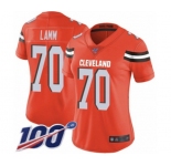 Women's Cleveland Browns #70 Kendall Lamm Orange Alternate Vapor Untouchable Limited Player 100th Season Football Jersey