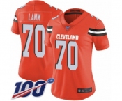 Women's Cleveland Browns #70 Kendall Lamm Orange Alternate Vapor Untouchable Limited Player 100th Season Football Jersey