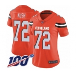 Women's Cleveland Browns #72 Eric Kush Orange Alternate Vapor Untouchable Limited Player 100th Season Football Jersey