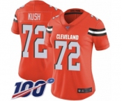 Women's Cleveland Browns #72 Eric Kush Orange Alternate Vapor Untouchable Limited Player 100th Season Football Jersey