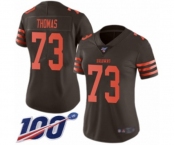 Women's Cleveland Browns #73 Joe Thomas Limited Brown Rush Vapor Untouchable 100th Season Football Jersey