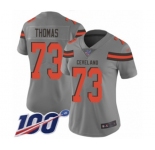 Women's Cleveland Browns #73 Joe Thomas Limited Gray Inverted Legend 100th Season Football Jersey