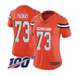 Women's Cleveland Browns #73 Joe Thomas Orange Alternate Vapor Untouchable Limited Player 100th Season Football Jersey