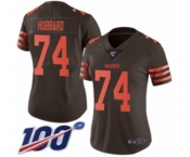 Women's Cleveland Browns #74 Chris Hubbard Limited Brown Rush Vapor Untouchable 100th Season Football Jersey