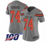 Women's Cleveland Browns #74 Chris Hubbard Limited Gray Inverted Legend 100th Season Football Jersey