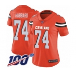 Women's Cleveland Browns #74 Chris Hubbard Orange Alternate Vapor Untouchable Limited Player 100th Season Football Jersey