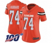 Women's Cleveland Browns #74 Chris Hubbard Orange Alternate Vapor Untouchable Limited Player 100th Season Football Jersey