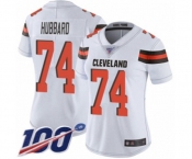 Women's Cleveland Browns #74 Chris Hubbard White Vapor Untouchable Limited Player 100th Season Football Jersey