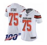 Women's Cleveland Browns #75 Joel Bitonio White Vapor Untouchable Limited Player 100th Season Football Jersey