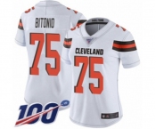 Women's Cleveland Browns #75 Joel Bitonio White Vapor Untouchable Limited Player 100th Season Football Jersey