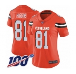 Women's Cleveland Browns #81 Rashard Higgins Orange Alternate Vapor Untouchable Limited Player 100th Season Football Jersey