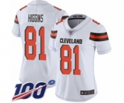 Women's Cleveland Browns #81 Rashard Higgins White Vapor Untouchable Limited Player 100th Season Football Jersey