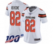 Women's Cleveland Browns #82 Ozzie Newsome White Vapor Untouchable Limited Player 100th Season Football Jersey