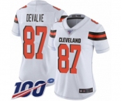 Women's Cleveland Browns #87 Seth DeValve White Vapor Untouchable Limited Player 100th Season Football Jersey