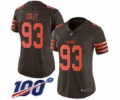 Women's Cleveland Browns #93 Trevon Coley Limited Brown Rush Vapor Untouchable 100th Season Football Jersey