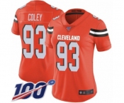 Women's Cleveland Browns #93 Trevon Coley Orange Alternate Vapor Untouchable Limited Player 100th Season Football Jersey